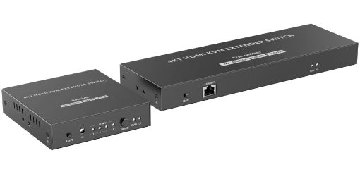 Obrázek PREMIUMCORD HDMI switch, 4K@60Hz HDMI2.0 KVM 4:1 s ovládáním až na 70m přes Cat6/7