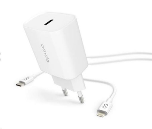 Obrázek EPICO síťová nabíječka, PD 20W, USB-C - lightning kabel - bílá