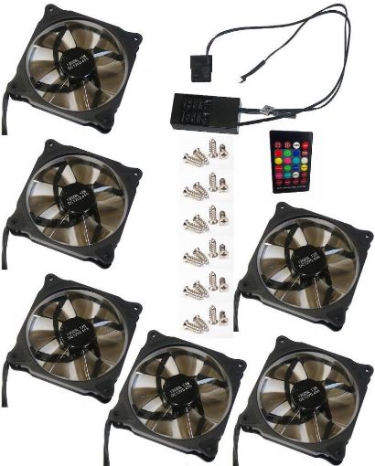 Obrázek EUROCASE ventilátor RGB 120mm (Ring type), set 6ks + controller