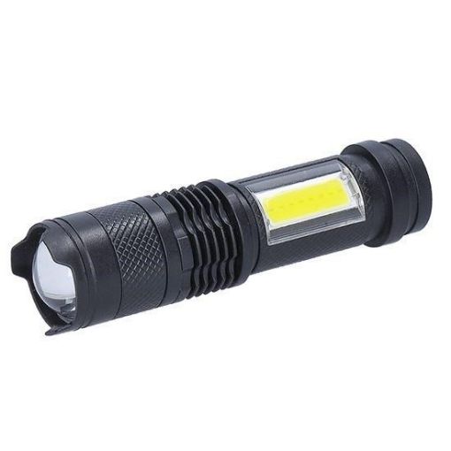 Obrázek Solight LED nabíjecí kapesní svítilna se zoomem, 100lm + 70lm, Li-Ion, USB, černá