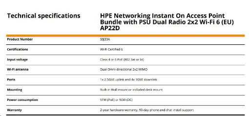 Obrázek HPE Aruba Instant On Access Point AP22D Bundle with PSU Dual Radio 2x2 Wi-Fi 6 (EU) AP22D  (desktop or wallmount)