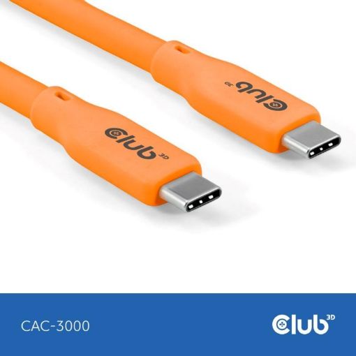 Obrázek Club3D Kabel USB-C 4.0, 20Gbps, 4K60Hz, PD 240W, 2m, oranžová