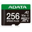 Obrázek ADATA MicroSDXC karta 256GB Speed Plus, U3, C10, A2, V30 (R:180/W:160 MB/s) + SD adaptér