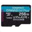 Obrázek Kingston MicroSDXC karta 256GB Canvas Go! Plus, R:170/W:90MB/s, Class 10, UHS-I, U3, V30, A2 + Adaptér