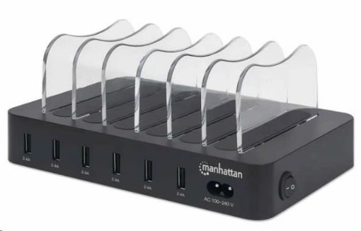 Obrázek MANHATTAN USB nabíjecí stanice, 6-Port USB Charging Station, USB-A, černá