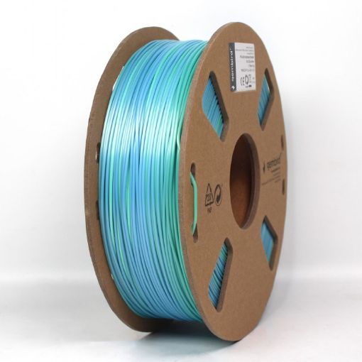 Obrázek GEMBIRD Tisková struna (filament) PLA, 1,75mm, 1kg, silk rainbow, modrá/zelená