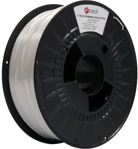 Obrázek C-TECH Tisková struna (filament) PREMIUM LINE, Silk PLA, dopravní bílá, RAL9003, 1,75mm, 1kg