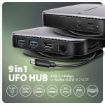 Obrázek AXAGON HMC-UFO, USB 10Gbps hub, 2x USB-A, USB-C, HDMI 4k/60, RJ-45, M.2 slot, SD/mSD, audio, PD 100W, kabel USB-C 65cm