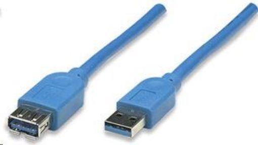 Obrázek MANHATTAN Kabel USB 3.0 A-A prodlužovací 1m, modrý