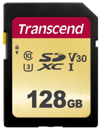 Obrázek TRANSCEND SDXC karta 128GB 500S, UHS-I U3 V30 (R:95/W:60 MB/s)