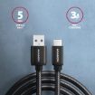 Obrázek AXAGON BUCM3-AM15AB, SPEED kabel USB-C <-> USB-A, 1.5m, USB 3.2 Gen 1, 3A, ALU, oplet, černý