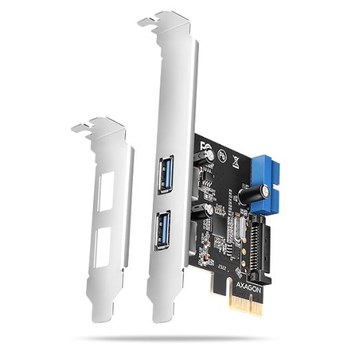 Obrázek AXAGON PCEU-232RS, PCIe řadič, 2+2x USB 5Gbps port, SATA napájení, Renesas PD720201, SP & LP