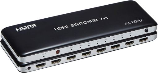 Obrázek PremiumCord 4K@60hz HDMI switch 7:1 plastový s dálkovým ovladačem