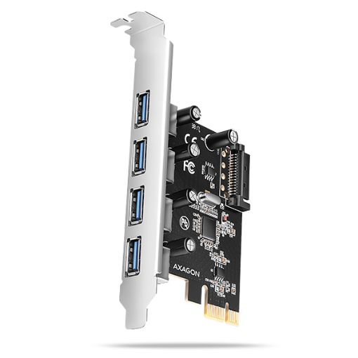 Obrázek AXAGON PCEU-430RS, PCIe řadič, 4x USB 5Gbps port, SATA napájení, Renesas PD720201, SP