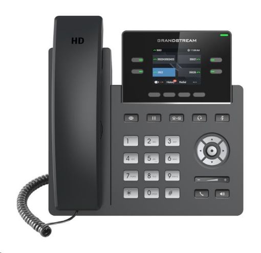 Obrázek Grandstream GRP2612P [VoIP telefon - 2x SIP účet, HD audio, 16 prog.tl.+4 předvoleb, 2xLAN 100Mbps, PoE]