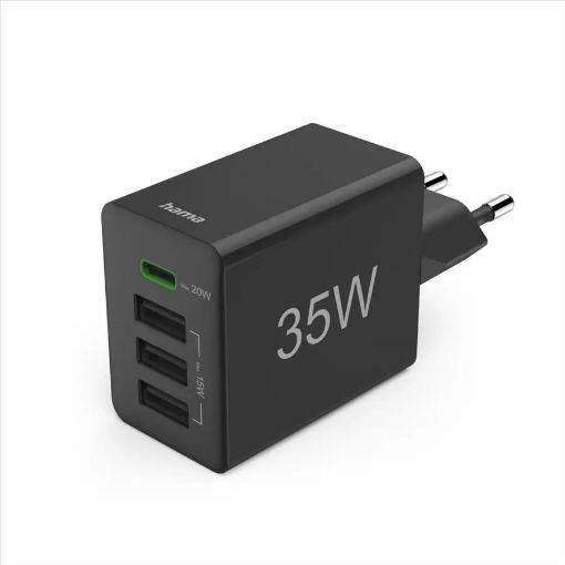 Obrázek Hama rychlá USB nabíječka 1x USB-C + 3x USB-A, PD/QC, 35 W