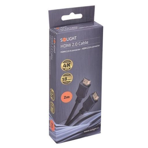 Obrázek Solight HDMI kabel s Ethernetem, HDMI 2.0 A konektor - HDMI 2.0 A konektor, blistr, 2m