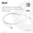 Obrázek Club3D Kabel USB4 Typ-C, 80Gbps, Certifikovaný kabel, 4K540Hz, 8K240Hz, 16K60Hz, PD 240W, 1.2m, bílá