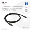 Obrázek Club3D Kabel Thunderbolt 5, 80/120Gbps, Certifikovaný kabel, 1x 4K540Hz, 2x8K240Hz, PD 240W, 1m