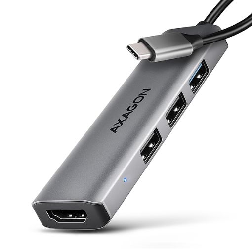 Obrázek AXAGON HMC-H3A, USB 5Gbps hub, 3x USB-A, HDMI 4k/30Hz, kabel USB-C 15cm