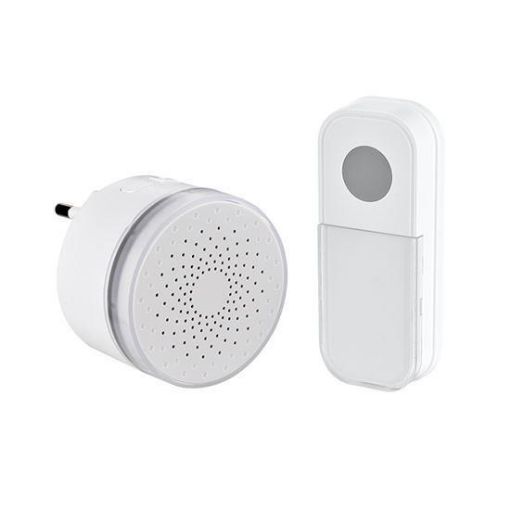 Obrázek Solight bezdrátový mini zvonek, do zásuvky, 180m, bílý, learning code