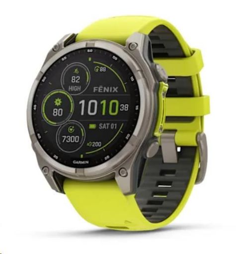 Obrázek Garmin - fenix 8 Solar Sapphire - 47 mm - Titanium with Amp Yellow | Graphite Silicone Band, EU