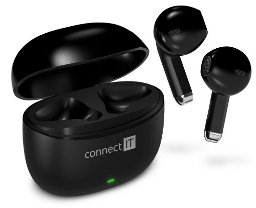 Obrázek CONNECT IT Sluchátka True Wireless SonicBass, špunty do uší s mikrofonem, Bluetooth, černá