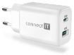 Obrázek CONNECT IT Wanderer2 GaN nabíjecí adaptér 1×USB-C + 1xUSB-A, 33W PD, bílá
