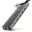 Obrázek AXAGON HMC-7HX2, USB 5Gbps hub, 2x USB-A, USB-C, 2x HDMI 4k/60Hz, RJ-45 GLAN, PD 100W, kabel USB-C 15cm
