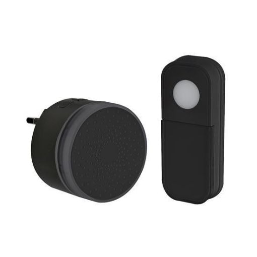 Obrázek Solight bezdrátový mini zvonek, do zásuvky, 180m, černý, learning code