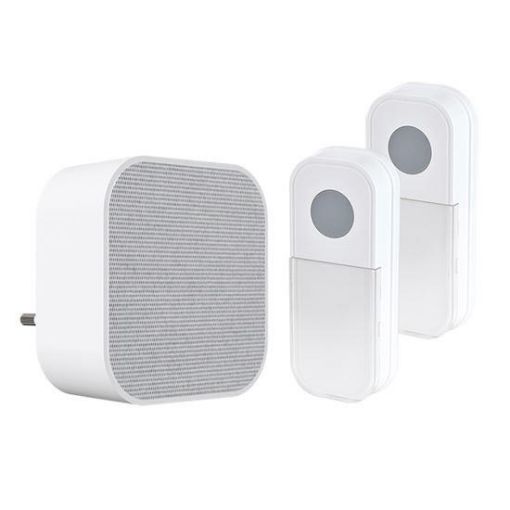 Obrázek Solight bezdrátový zvonek, 2 tlačítka, do zásuvky, 180m, bílý, learning code