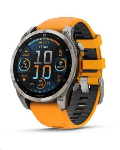 Obrázek Garmin - fenix 8 Solar Sapphire - 51 mm - Titanium with Amp Yellow | Graphite Silicone Band, EU