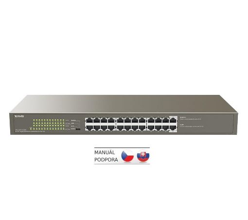 Obrázek Tenda TEG1124P-24-250W - PoE AT Switch 235Watt, 24xRJ45 Switch s 24x 10/100/1000 Mbps PoE, Kov