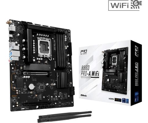 Obrázek ASRock MB Sc LGA1851 B860 Pro-A WiFi, Intel B860, 4xDDR5, 1xDP, 1xHDMI, WiFi, ATX