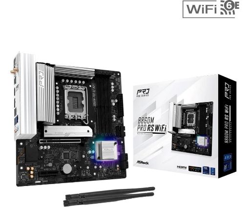 Obrázek ASRock MB Sc LGA1851 B860M Pro RS WiFi, Intel B860, 4xDDR5, 1xDP, 1xHDMI, WiFi, mATX