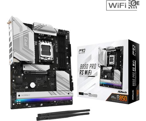 Obrázek ASRock MB Sc AM5 B850 Pro RS WiFi, AMD B850, 4xDDR5, 1xUSB-C, HDMI, WiFi, ATX