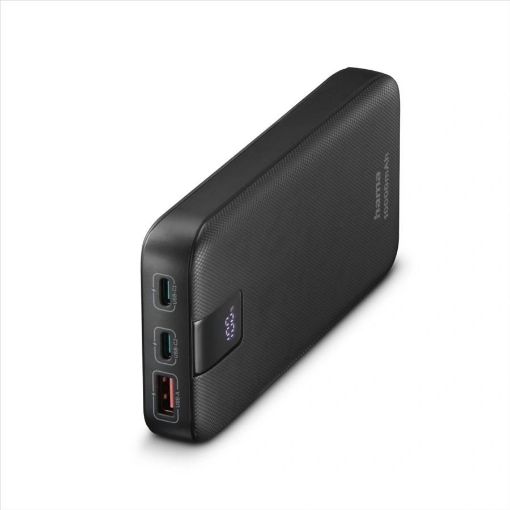 Obrázek Hama PD 10 powerbanka, 10000 mAh, PD, Qualcomm, 3 výstupy: 2x USB-C, 1x USB-A, LED displej