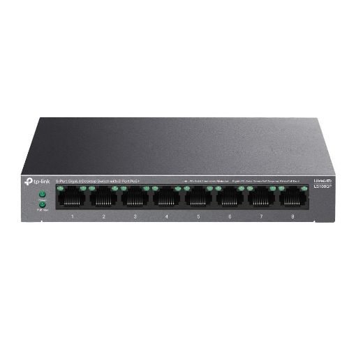 Obrázek TP-Link LiteWave switch LS108GP (8xGbE, 8xPoE+, 62W, fanless)