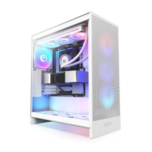 Obrázek NZXT skříň H7 Flow RGB edition / ATX / 3x 140 mm fan / USB-C / 2x USB / prosklená bočnice / mesh panel / RGB / bílá
