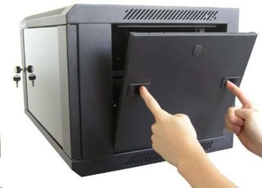 Obrázek XtendLan 19" nástěnný rozvaděč 6U 600x600, nosnost 60 kg, skleněné kouřové dveře, svařovaný, černý