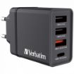 Obrázek VERBATIM Univerzální adaptér nabíječka CHR-30EU2, 30W, 1x USB-C, 3x USB černá