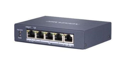 Obrázek HIKVISION DS-3E0505HP-E, full Gb switch 4x PoE (1x HI-PoE), 1x uplink RJ-45, 60W, dosah až 300m