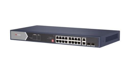 Obrázek HIKVISION DS-3E0520HP-E, Full Gb switch 16x PoE (4x HI-PoE), 2x uplink RJ-45 + 2x uplink SFP, 225W, dosah až 300m