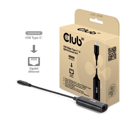 Obrázek Club3D Adaptér USB-C na RJ45, 5Gb, 24cm