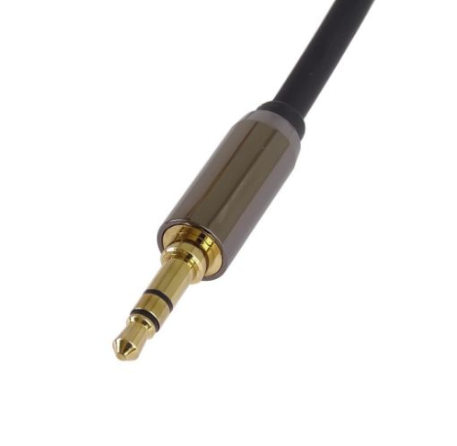 Obrázek PremiumCord HQ stíněný kabel stereo Jack 3.5mm - Jack 3.5mm zahnutý 90°, 1,5m