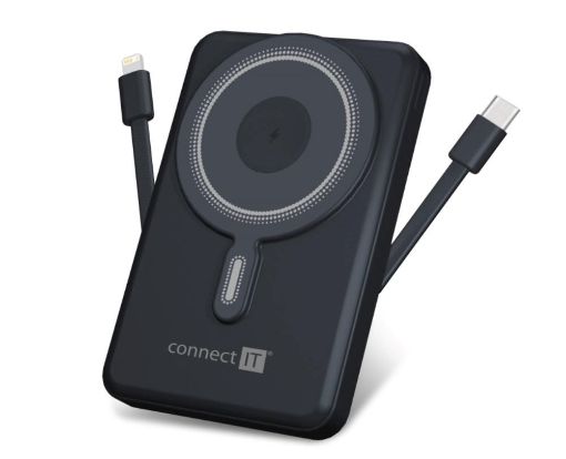 Obrázek CONNECT IT Powerbanka TravelCharge, MagSafe, 10000mAh, USB-C, Lightning, Šedá