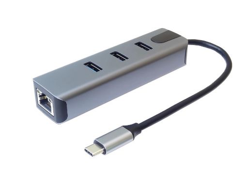 Obrázek PremiumCord Adapter USB-C na Gigabit 10/100/1000Mbps + 3x USB3.2 konektor