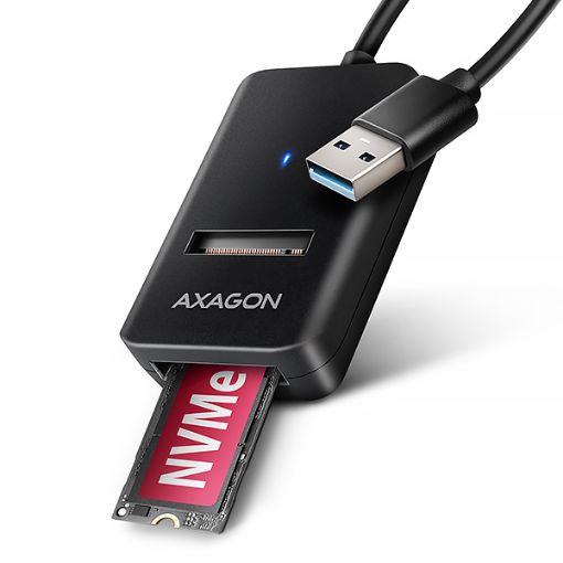 Obrázek AXAGON ADM2-AM USB-A 10Gbps - M.2 NVMe & SATA SSD adaptér, kabel USB-A 10cm