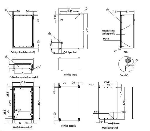 Obrázek XtendLan 19" univerzální rozvaděč s montážní deskou, krytí IP66, šířka 500mm, hloubka 300mm, výška 500mm, šedý