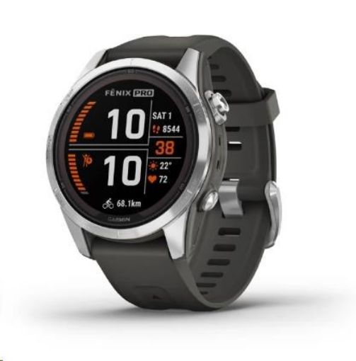 Obrázek Garmin fenix® 7S Pro – Solar Edition, Silver / Black Band